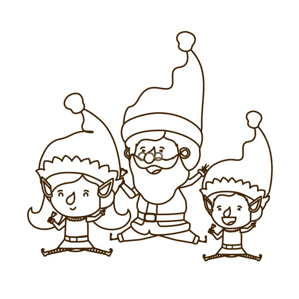 Couple elfe avec Père Noël claus avatar personnage — Image vectorielle