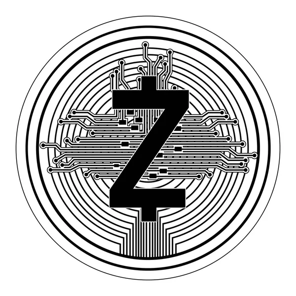Criptomoneda moneda zcash con líneas de circuito — Vector de stock