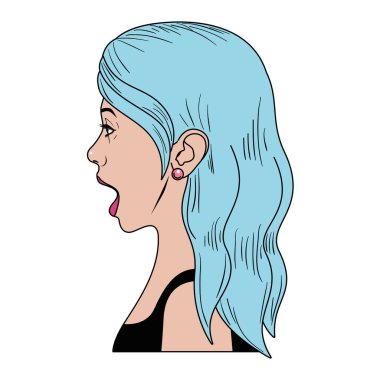 sürpriz yüz avatar karakter ile kadın