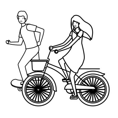 Genç çift spor karakterleri pratik