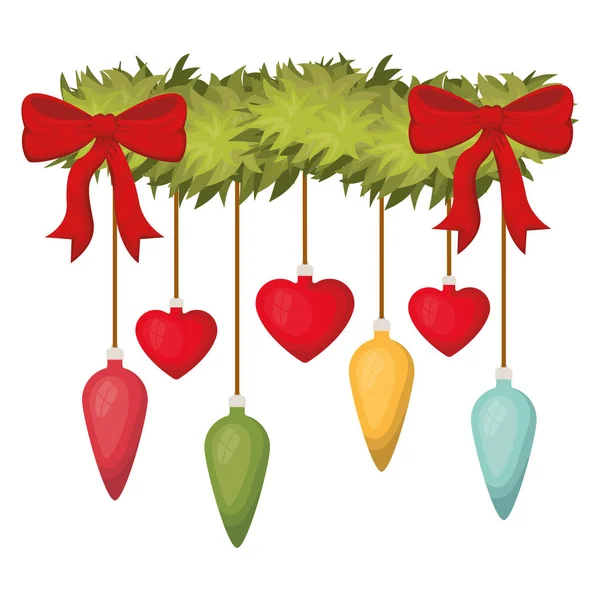 Guirlande avec arc et boules de Noël — Image vectorielle