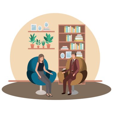 oturma odasında oturan iş çift