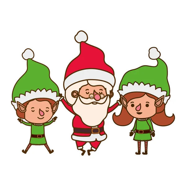 Casal elfo com santa claus avatar personagem — Vetor de Stock