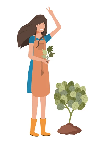 Fiatal nő kertész avatar karakter — Stock Vector