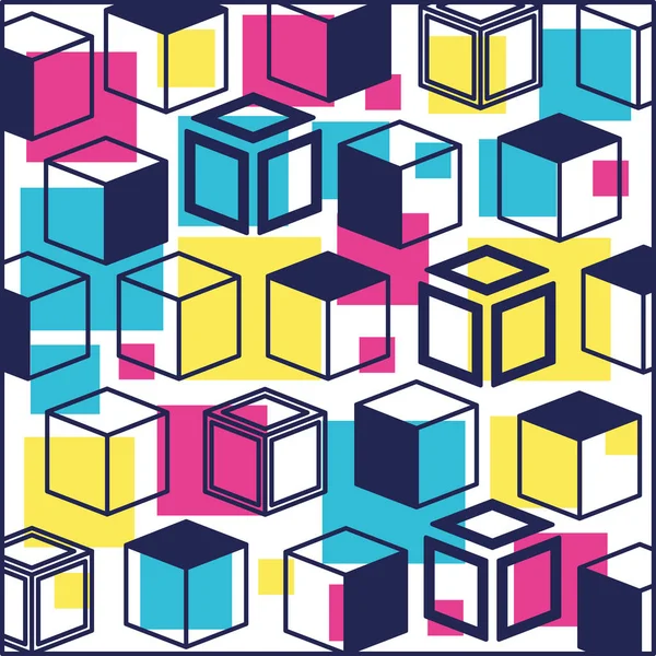 Geometrische cijfers kleuren ninetys patronen — Stockvector