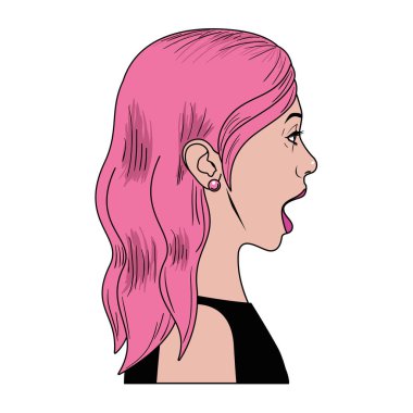 sürpriz yüz avatar karakter ile kadın