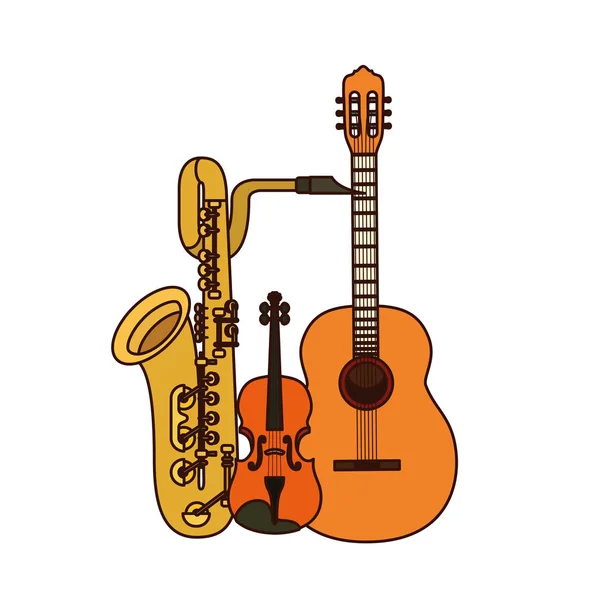 Instrumentos musicais ícone isolado — Vetor de Stock
