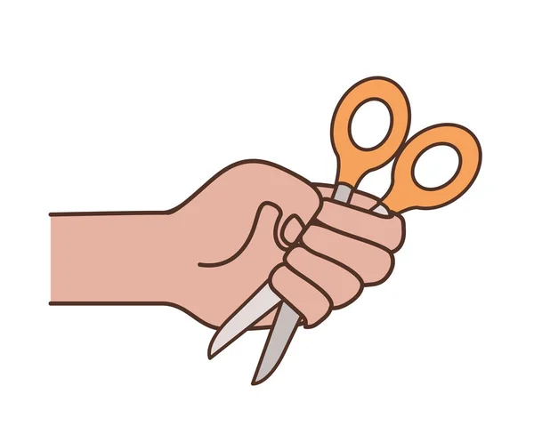 Main avec ciseaux icône isolée — Image vectorielle