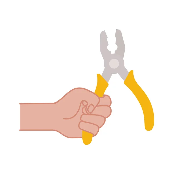 Hand with plier tool isolated icon — Stock Vector