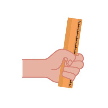 cetvel aracı izole simgesi ile el