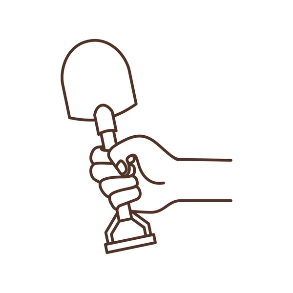 Mão com pá ferramenta ícone isolado —  Vetores de Stock