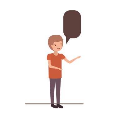 konuşma balonu avatar karakter ile genç adam