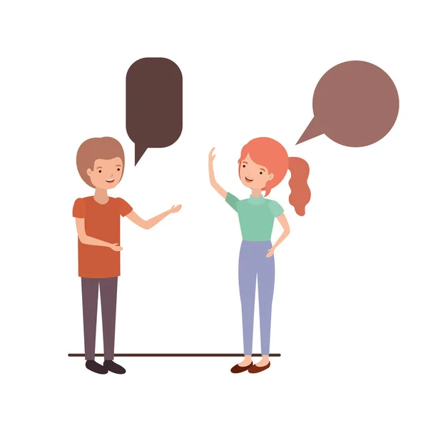 Couple with speech bubble avatar character — Stock Vector