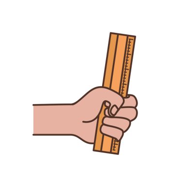 cetvel aracı izole simgesi ile el