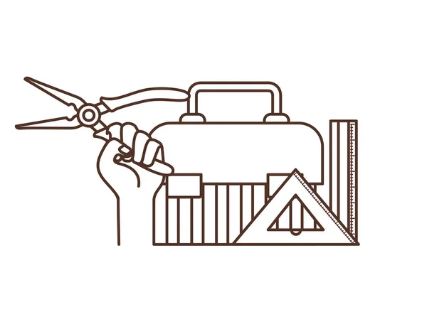 Hand mit Bauwerkzeugkasten-Symbol — Stockvektor
