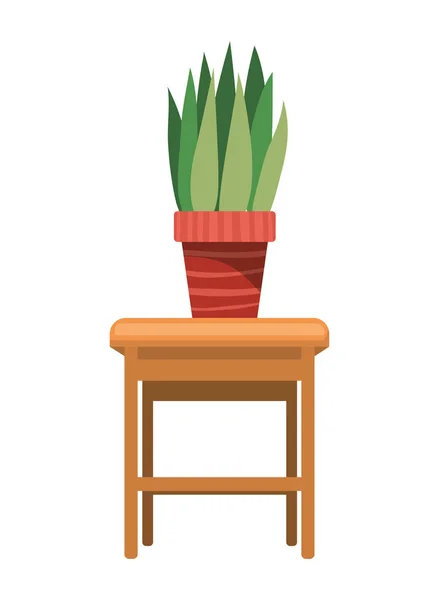 Planta de sala com vaso na mesa — Vetor de Stock