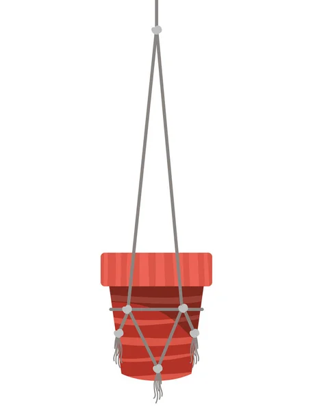 Flowerpot on macrame hangers icon — стоковый вектор