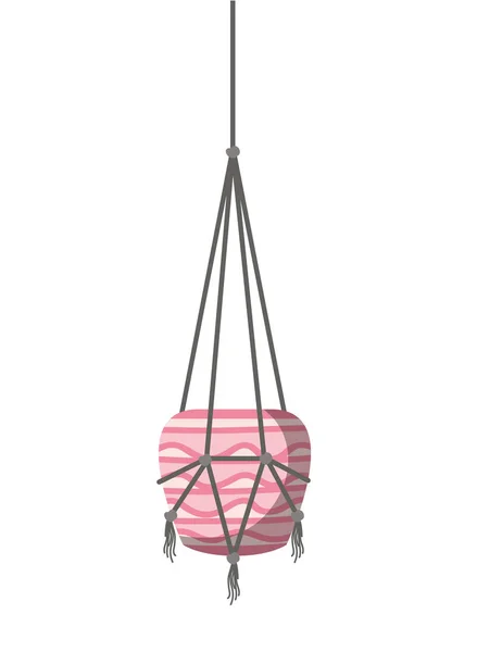 Flowerpot on macrame hangers icon — стоковый вектор