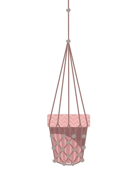 Flowerpot on macrame hangers icon — стоковый вектор