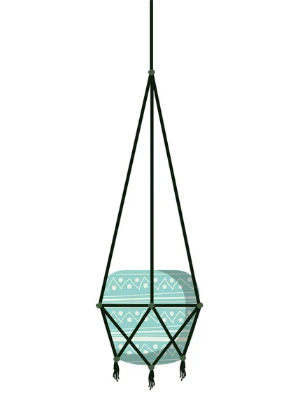 Flowerpot on macrame hangers icon — стоковый вектор