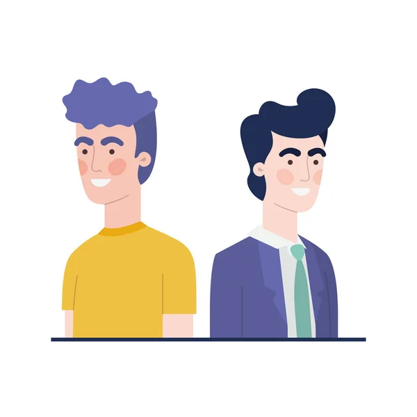 Young men avatar character — Stock Vector