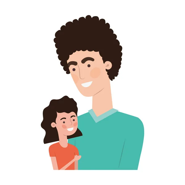 Padre con figlia personaggio avatar — Vettoriale Stock