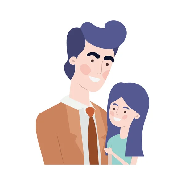 Father with daughter avatar character — Stock Vector