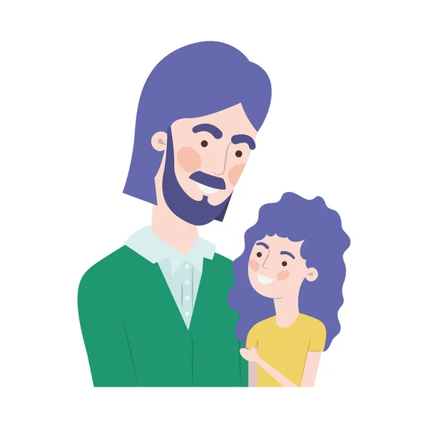 Père avec fille avatar personnage — Image vectorielle