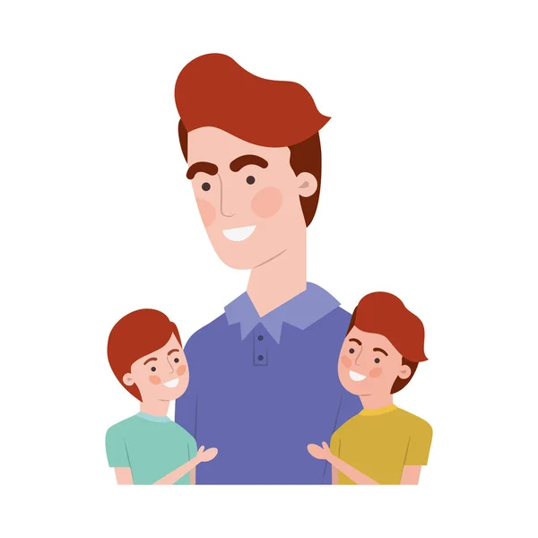 Padre con niños avatar carácter — Vector de stock