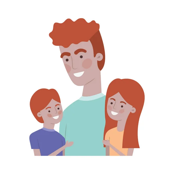 Pai com crianças caráter avatar —  Vetores de Stock