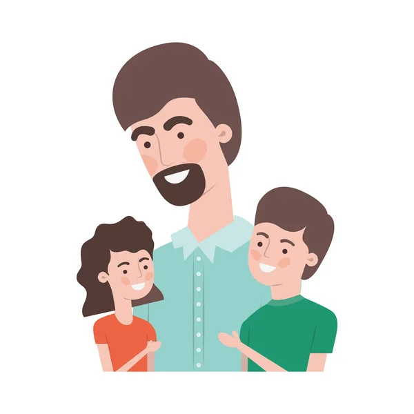 Pai com crianças caráter avatar — Vetor de Stock