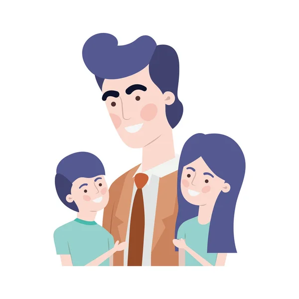 Padre con niños avatar carácter — Vector de stock