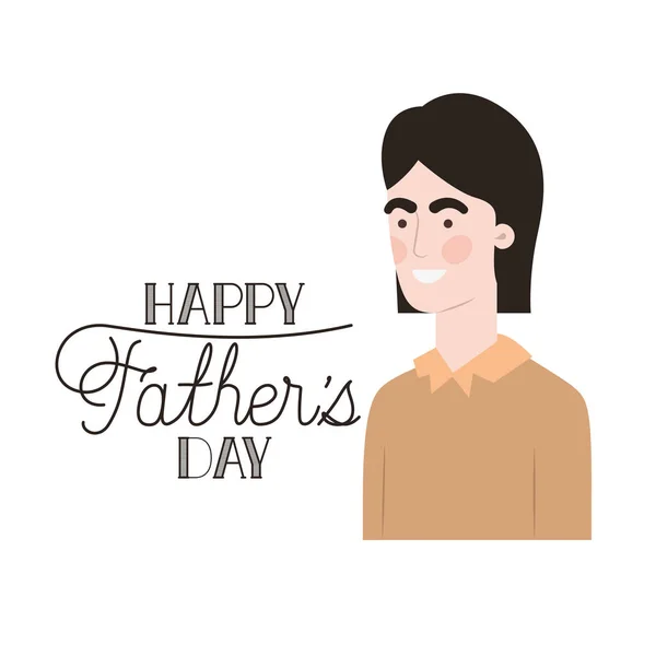 Etiqueta dia feliz pai com ícone homem —  Vetores de Stock