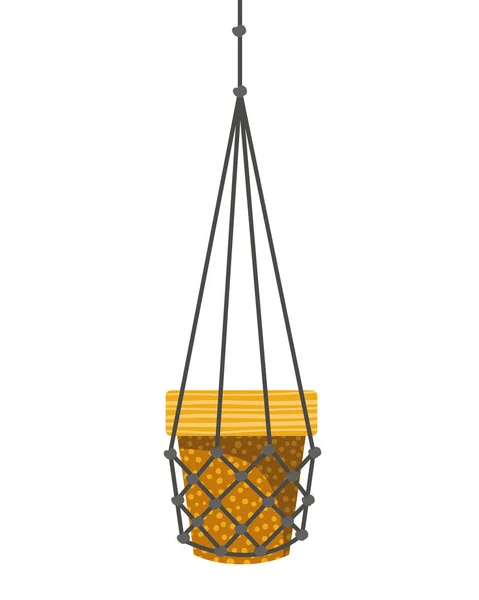 Blumentopf auf Makramabanhänger-Symbol — Stockvektor