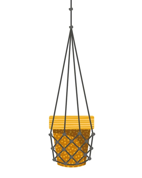 Flowerpot on macrame hangers icon — стоковый вектор