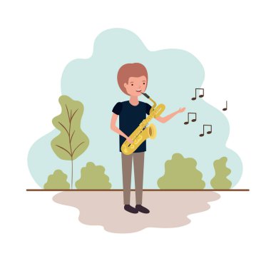 manzara avatar karakter saksafon ile adam