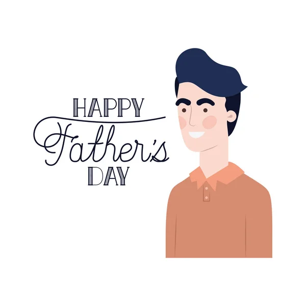 Etiqueta feliz día del padre con el icono del hombre — Archivo Imágenes Vectoriales