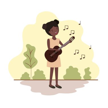 manzara avatar karakter gitar ile kadın