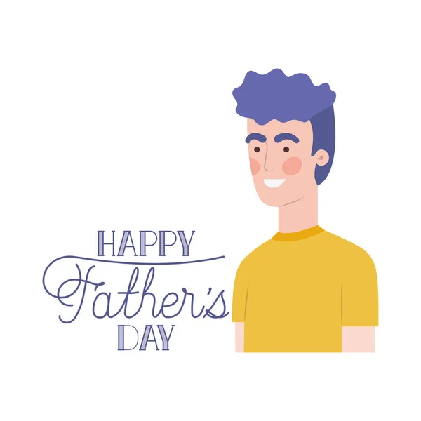 Etiqueta feliz día del padre con el icono del hombre — Vector de stock