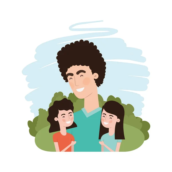 Pai com crianças caráter avatar — Vetor de Stock