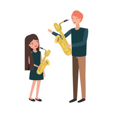 kız ve saksafon karakteri ile adam