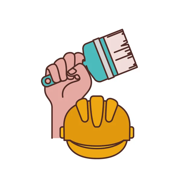 Hand mit Pinsel Werkzeug isoliert Symbol — Stockvektor