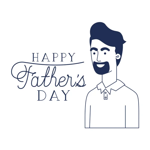 Etiqueta dia feliz pai com ícone homem —  Vetores de Stock