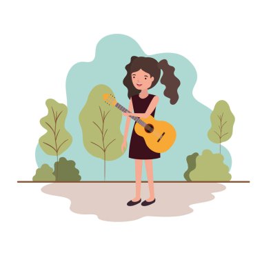 manzara avatar karakter gitar ile kadın