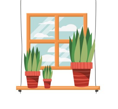 raf izole simgesi üzerinde saksı ile houseplants