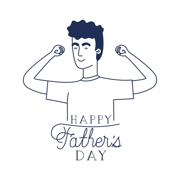 Etiqueta feliz día del padre con el icono del hombre — Vector de stock