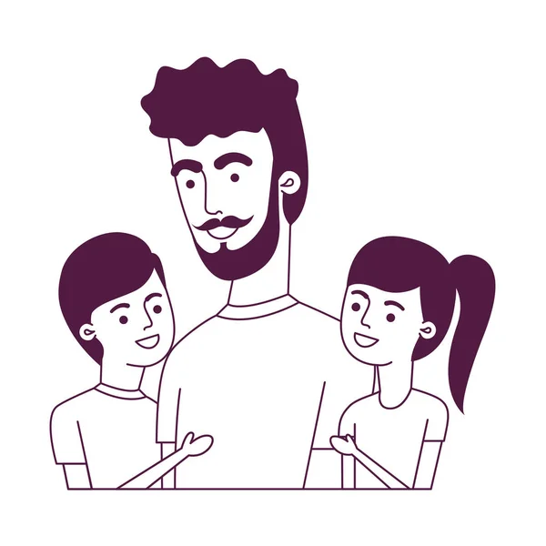 Padre con niños avatar carácter — Vector de stock