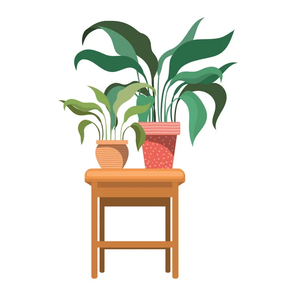 Φυτά με γλάστρα στο τραπέζι — Διανυσματικό Αρχείο