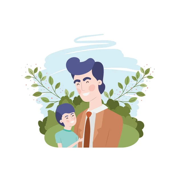 Πατέρας με τον γιο avatar χαρακτήρα — Διανυσματικό Αρχείο