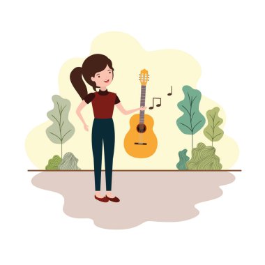 manzara avatar karakter gitar ile kadın